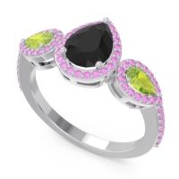 Halo Three Stone Pear Shape Varsana Ring