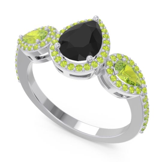Halo Three Stone Pear Shape Varsana Ring
