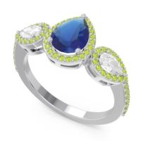 Halo Three Stone Pear Shape Varsana Ring