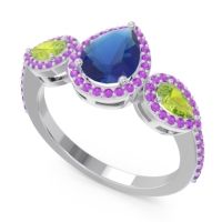 Halo Three Stone Pear Shape Varsana Ring