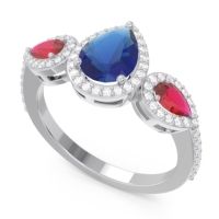 Halo Three Stone Pear Shape Varsana Ring