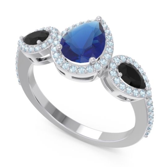 Halo Three Stone Pear Shape Varsana Ring