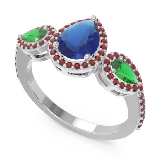 Halo Three Stone Pear Shape Varsana Ring