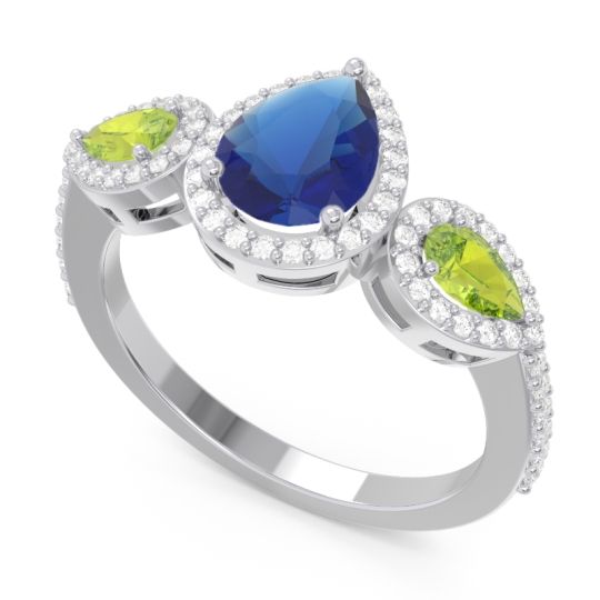 Halo Three Stone Pear Shape Varsana Ring