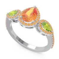 Halo Three Stone Pear Shape Varsana Ring