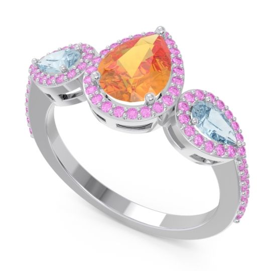 Halo Three Stone Pear Shape Varsana Ring