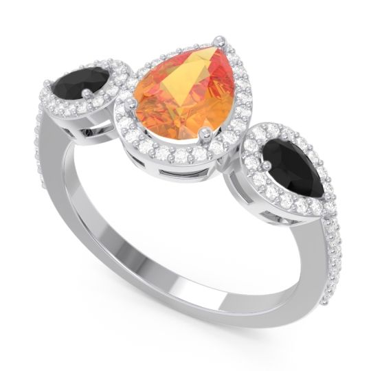 Halo Three Stone Pear Shape Varsana Ring