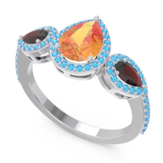 Halo Three Stone Pear Shape Varsana Ring