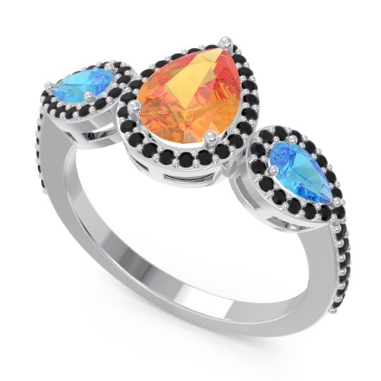 Halo Three Stone Pear Shape Varsana Ring