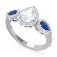 Halo Three Stone Pear Shape Varsana Ring