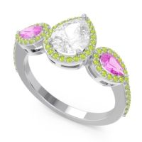 Halo Three Stone Pear Shape Varsana Ring
