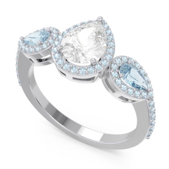 Halo Three Stone Pear Shape Varsana Ring