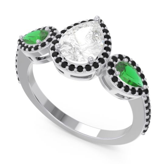 Halo Three Stone Pear Shape Varsana Ring