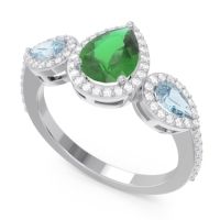 Halo Three Stone Pear Shape Varsana Ring