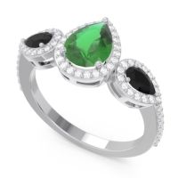 Halo Three Stone Pear Shape Varsana Ring