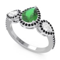 Halo Three Stone Pear Shape Varsana Ring