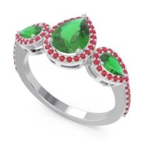 Halo Three Stone Pear Shape Varsana Ring