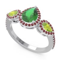 Halo Three Stone Pear Shape Varsana Ring