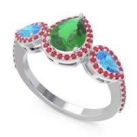 Halo Three Stone Pear Shape Varsana Ring