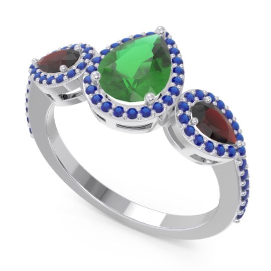 Halo Three Stone Pear Shape Varsana Ring