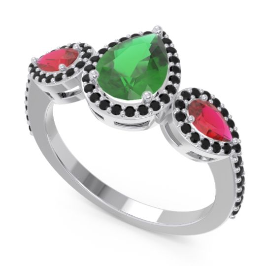 Halo Three Stone Pear Shape Varsana Ring