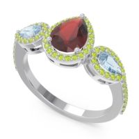 Halo Three Stone Pear Shape Varsana Ring