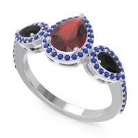 Halo Three Stone Pear Shape Varsana Ring