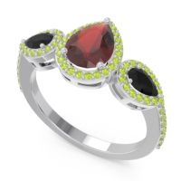 Halo Three Stone Pear Shape Varsana Ring