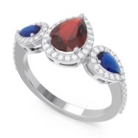 Halo Three Stone Pear Shape Varsana Ring