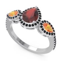 Halo Three Stone Pear Shape Varsana Ring