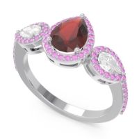 Halo Three Stone Pear Shape Varsana Ring