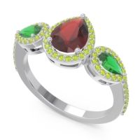 Halo Three Stone Pear Shape Varsana Ring
