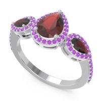 Halo Three Stone Pear Shape Varsana Ring