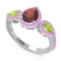 Halo Three Stone Pear Shape Varsana Ring