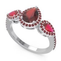 Halo Three Stone Pear Shape Varsana Ring