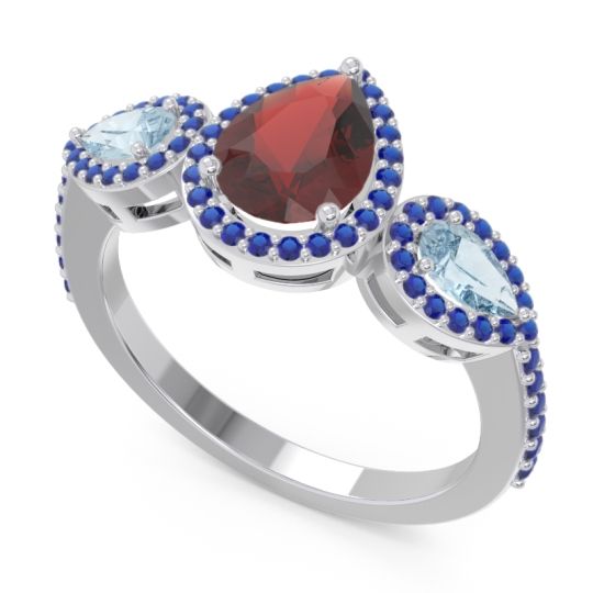 Halo Three Stone Pear Shape Varsana Ring