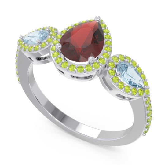 Halo Three Stone Pear Shape Varsana Ring