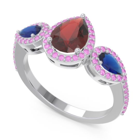 Halo Three Stone Pear Shape Varsana Ring