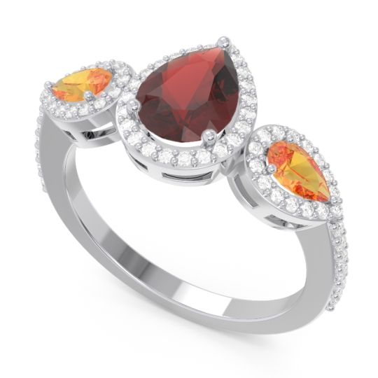 Halo Three Stone Pear Shape Varsana Ring