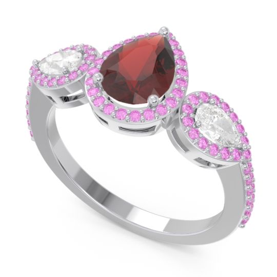 Halo Three Stone Pear Shape Varsana Ring