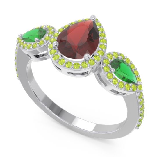 Halo Three Stone Pear Shape Varsana Ring