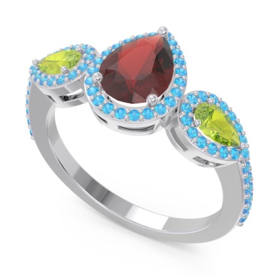 Halo Three Stone Pear Shape Varsana Ring