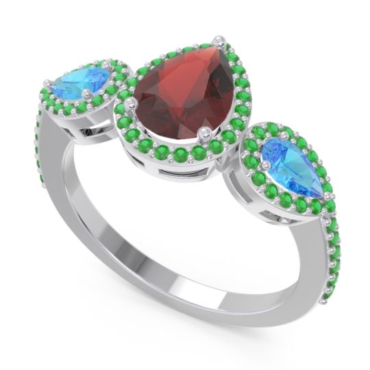 Halo Three Stone Pear Shape Varsana Ring