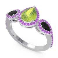 Halo Three Stone Pear Shape Varsana Ring