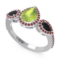 Halo Three Stone Pear Shape Varsana Ring