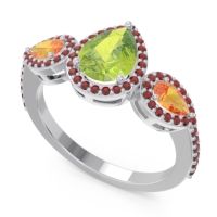 Halo Three Stone Pear Shape Varsana Ring