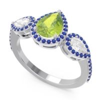 Halo Three Stone Pear Shape Varsana Ring