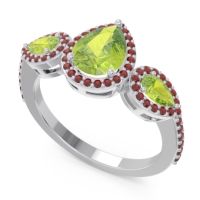 Halo Three Stone Pear Shape Varsana Ring