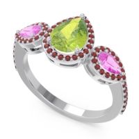 Halo Three Stone Pear Shape Varsana Ring