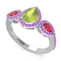 Halo Three Stone Pear Shape Varsana Ring